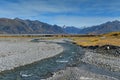 Scenic mountain ranges in Ashburton Lakes region in New Zealand