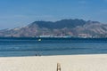 Scenic mountains and a shipyard as seen from Barretto Beach, a popular tourist spot near Subic in Olongapo, Zambales Royalty Free Stock Photo