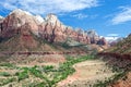 Scenic mountains and valley in Zion Canyon National Park Royalty Free Stock Photo