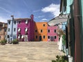 Scenic narrow colorful houses at the venetian island of Burano, Venice, Italy