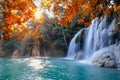 Scenic of nature Beautiful Waterfall with sunlight Royalty Free Stock Photo