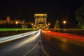 Scenic night view of Chain Bridge in Budapest, Hungary Royalty Free Stock Photo