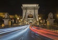 Scenic night view of Chain Bridge in Budapest, Hungary Royalty Free Stock Photo