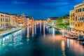 Scenic night view of the Grand Canal in Venice, Italy Royalty Free Stock Photo