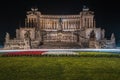 Scenic night view with illuminated Vittoriano (Altare della Patria), Rome, Italy Royalty Free Stock Photo