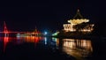 Scenic night view of Sarawak river waterfront in Kota Kuching