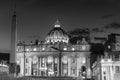 Scenic night view of St. Peter`s Cathedral in Rome, Italy Royalty Free Stock Photo