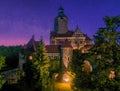 Czocha Castle at starry summer night, Lower Silesia, Poland Royalty Free Stock Photo