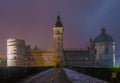 Scenic nightscape of renaissance castle in Krasiczyn, Podkarpackie voivodeship, Poland