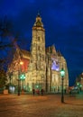 Scenic nightscape of St. Elisabeth cathedral in Kosice, Slovakia