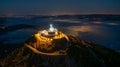 Scenic nighttime view of the Sanctuary of Our Lady of Grace in Mondim De Basto in Portugal