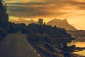Scenic Norwegian Nordland Road During Sunset