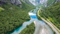 Scenic Norwegian Rauma River Aerial View