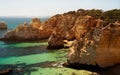 Scenic Ocean Scape With Cliffs And Rocks In Sunny Portugal