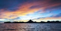 A Scenic Ocean Sunset View of Tetakawi Mountain and San Carlos, Royalty Free Stock Photo