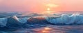 Scenic ocean sunset with waves Royalty Free Stock Photo