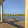 Scenic Oquirrh Lake viewed from a sunlit patio