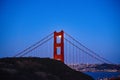 June 2022 Moon Rise seen through North tower of Golden Gate Bridge San Francisco Royalty Free Stock Photo