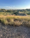 Scenic overlook of the badlands at Interstate highway I94 at in North Dakota Royalty Free Stock Photo
