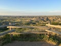Scenic overlook of the badlands at Interstate highway I94 at in North Dakota Royalty Free Stock Photo