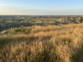 Scenic overlook of the badlands at Interstate highway I94 at in North Dakota Royalty Free Stock Photo