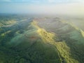 Scenic panorama aerial view on green hills Royalty Free Stock Photo