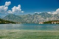 Scenic panorama of the Bay of Kotor on a sunny summer day Royalty Free Stock Photo