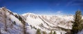 Scenic panorama of the canyon in winter at the ski resort of Isola 2000, France