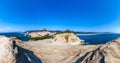 Scenic panorama on Cape Kiwanda state park, Oregon. Beautiful view overlooking cape cliff, rocks, ocean and a shoreline Royalty Free Stock Photo