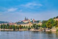 Scenic panorama of the Old Town architecture with Vltava river and St.Vitus Cathedral in Prague, Czech Republic Royalty Free Stock Photo