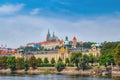 Scenic panorama of the Old Town architecture with Vltava river and St.Vitus Cathedral in Prague, Czech Republic Royalty Free Stock Photo
