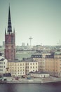 Scenic panorama of the Old Town (Gamla Stan) pier architecture i