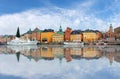 Scenic panorama of the Old Town (Gamla Stan) pier architecture