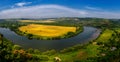 Scenic panorama view from the hill to the reservoir on the Dniester river, Ukraine Royalty Free Stock Photo