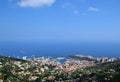 Panoramic view of Monte Carlo port, coast and city, Monaco Royalty Free Stock Photo