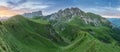 Scenic panorama view on Passo Giau in Dolomites national park, Italy