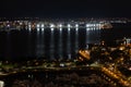 Scenic panoramic aerial San Diego Bay vista at night, California Royalty Free Stock Photo