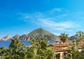 Scenic panoramic aerial view of Los Cabos landmark tourist destination Arch of Cabo San Lucas