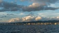 Scenic panoramic Honolulu and Waikiki coastline vista at sunset, Oahu, Royalty Free Stock Photo