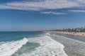 Scenic panoramic northern Orange County coast vista viewed from Newport Bach, California Royalty Free Stock Photo