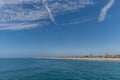 Scenic panoramic northern Orange County coast vista viewed from Newport Bach, California Royalty Free Stock Photo