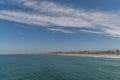 Scenic panoramic northern Orange County coast vista viewed from Newport Bach, California Royalty Free Stock Photo