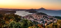Scenic panoramic view of the croatian losinj islands in the kvarner gulf at sunset