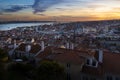 Scenic panoramic view of the downtown of the city of Lisbon at sunset Royalty Free Stock Photo