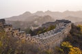 Scenic panoramic view of the Great Wall Jinshanling portion close to Beijing, on a sunny day of autumn, in China Royalty Free Stock Photo