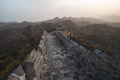 Scenic panoramic view of the Great Wall Jinshanling portion close to Beijing, on a sunny day of autumn, in China Royalty Free Stock Photo