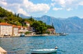 Scenic panoramic view of the historical city of Perast