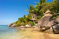 Scenic paradise sunny sand tropical idyllic beach on Koh Tao island