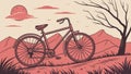 Scenic Path Bicycle Vector Desert Landscape Journey, vector design Generative AI Royalty Free Stock Photo