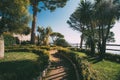 A scenic path with sea view in Rufolo gardens, Ravello, Italy